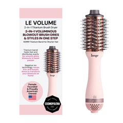 L'ANGE HAIR front view of blush Le Volume showing design and controls for quick styling