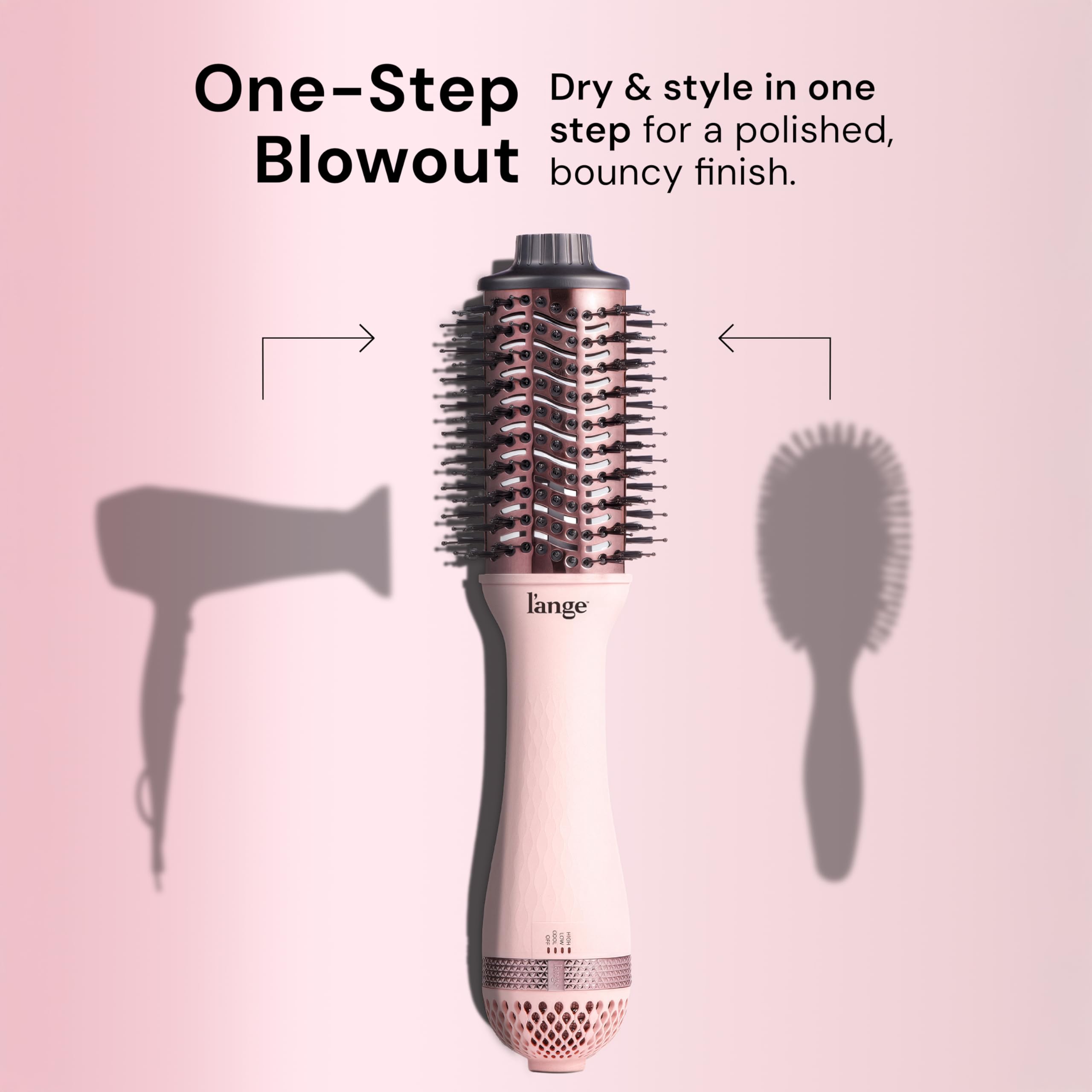 L'ANGE HAIR close-up of 60mm titanium oval barrel showing smooth heat distribution benefit