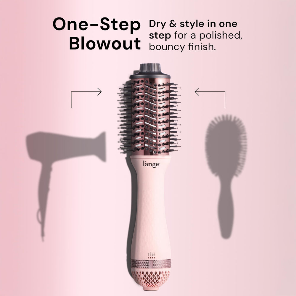 L'ANGE HAIR close-up of 60mm titanium oval barrel showing smooth heat distribution benefit