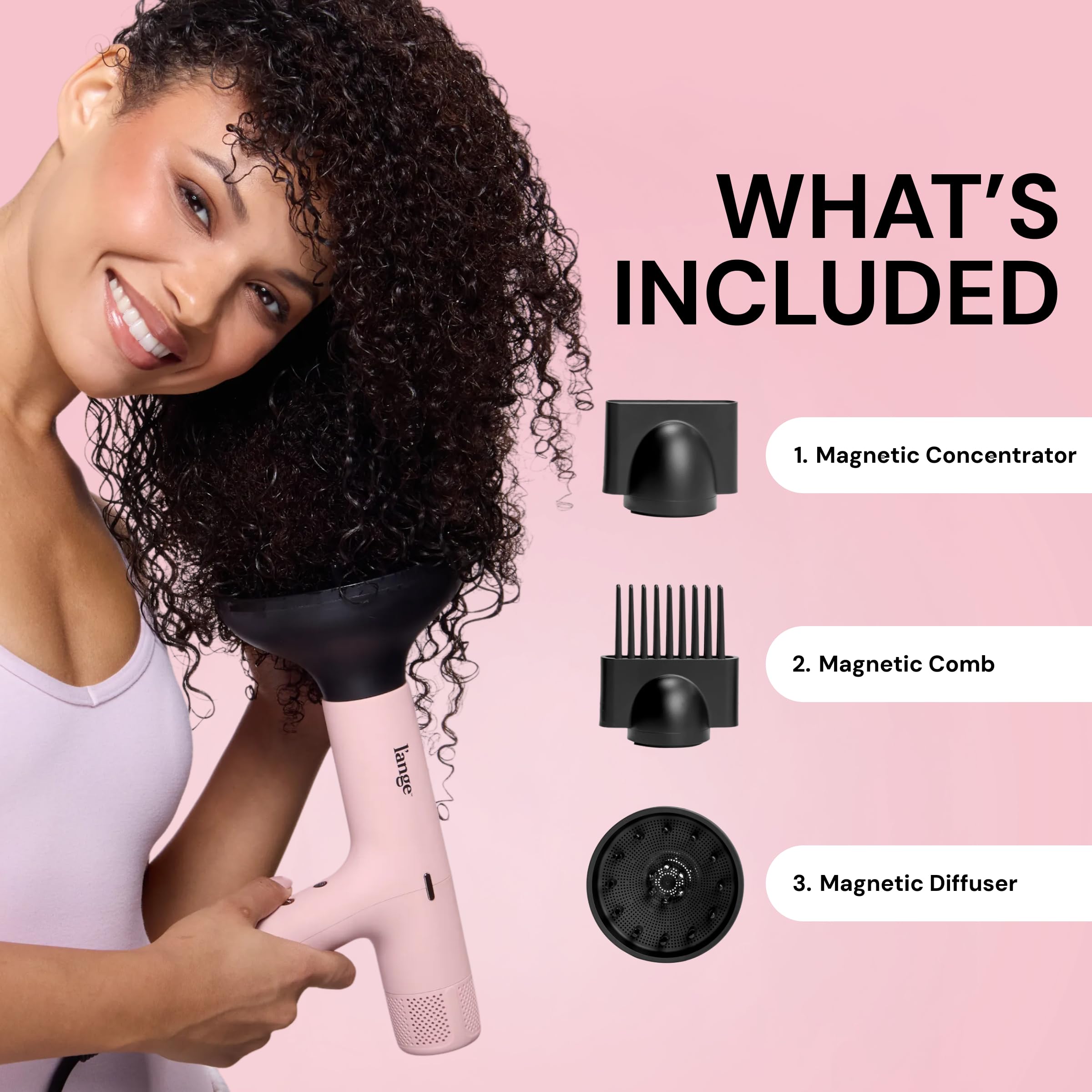 L'ANGE HAIR blush dryer in a styled bathroom setting inspiring everyday salon results benefit