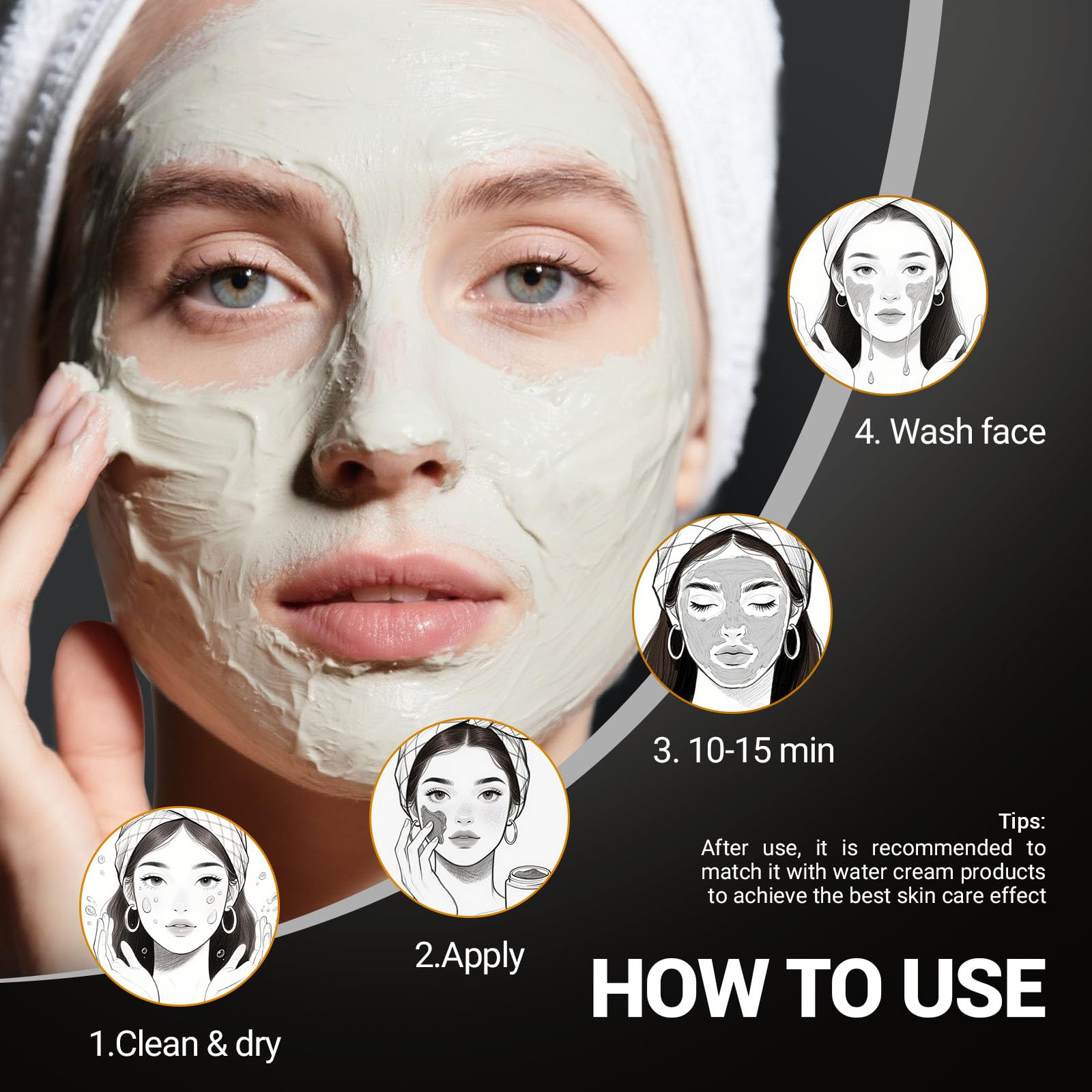 LANGULLCI charcoal and kaolin flatlay showing key ingredients for deep cleansing