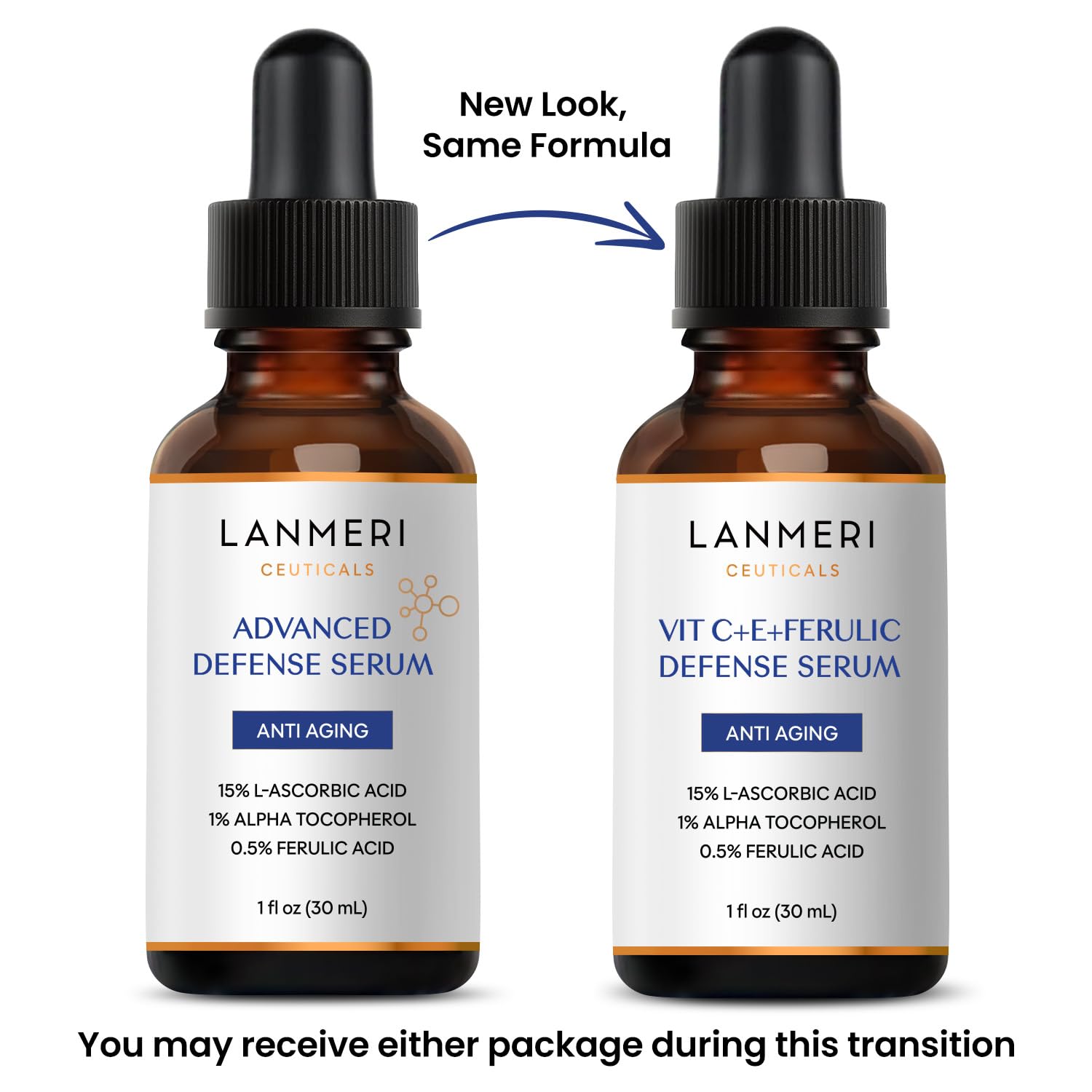 Lanmeri Ceuticals amber airless pump close-up preserving potency and freshness
