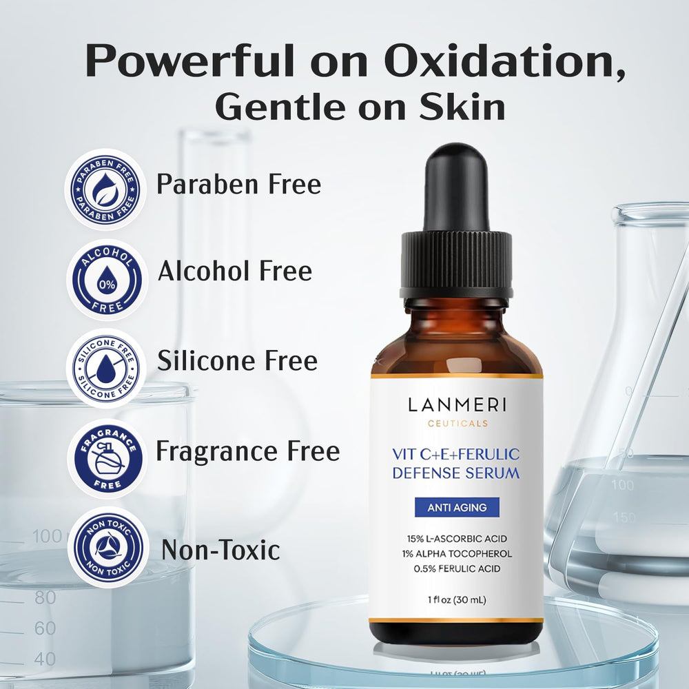Lanmeri Ceuticals lifestyle shelf display in bathroom, presents daily use