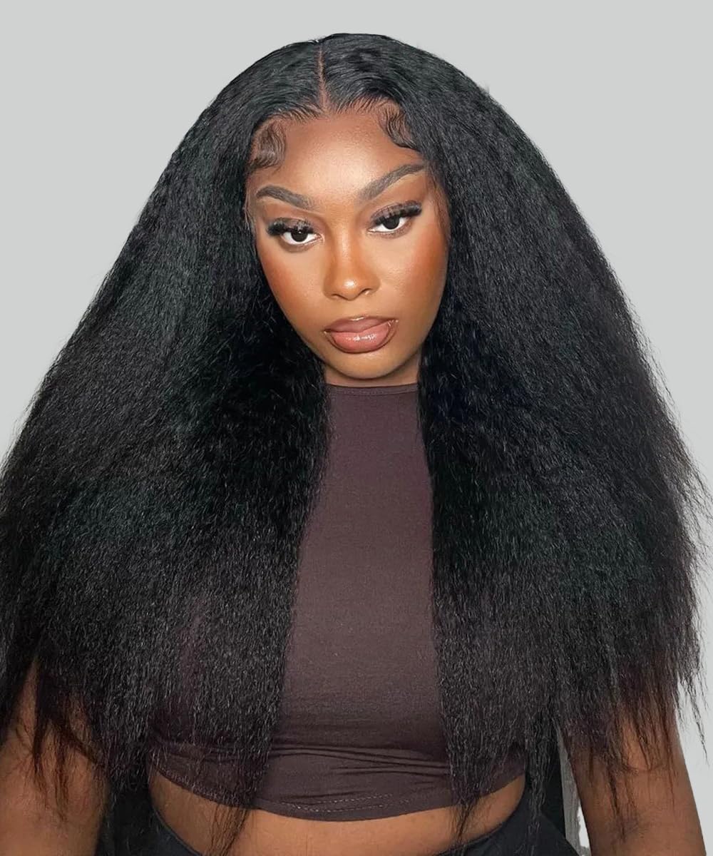 Lannaax front packed wig showing full kinky straight style and instant volume