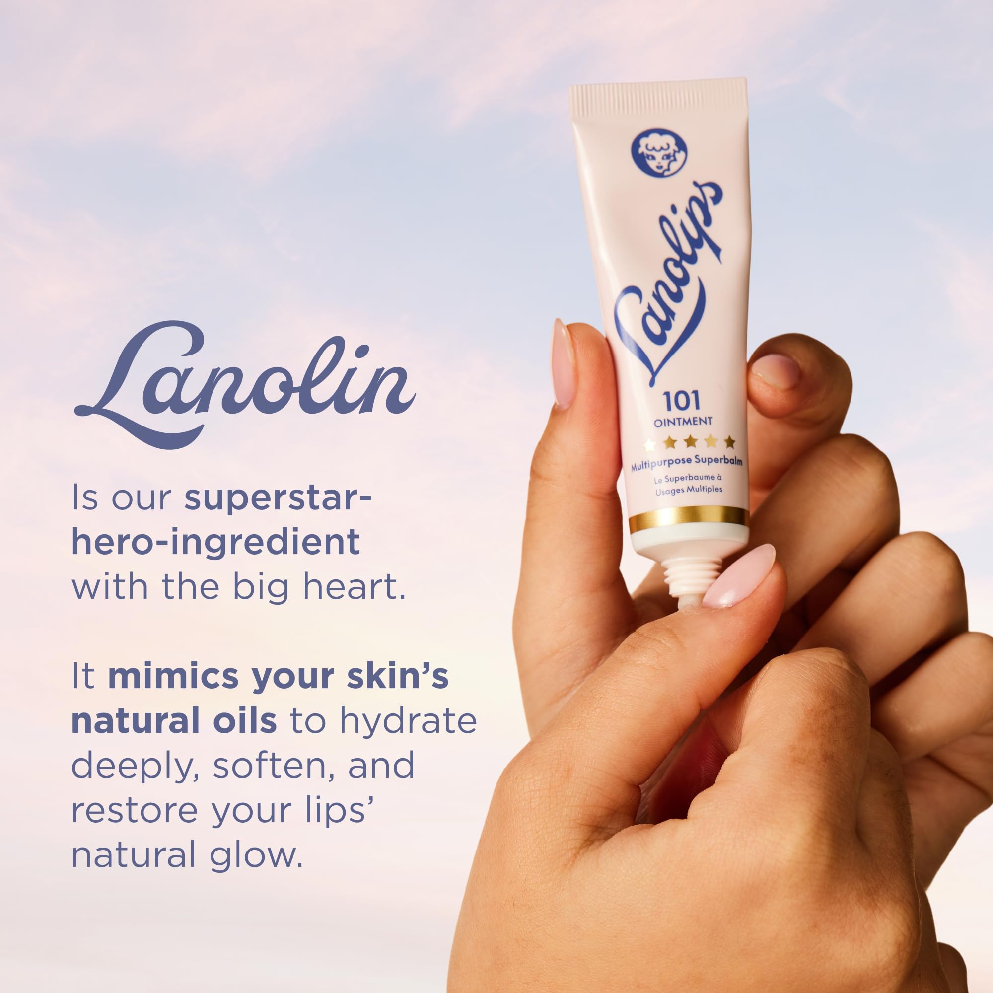 Lanolips on cuticles detail showing precise repair and softening benefit