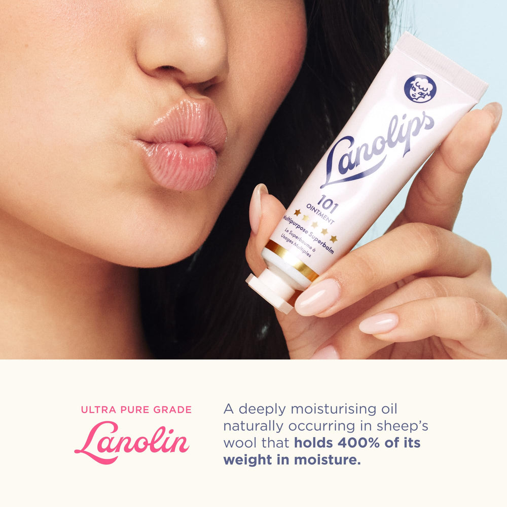 Lanolips being applied to lips demonstrating fast soothing and protection