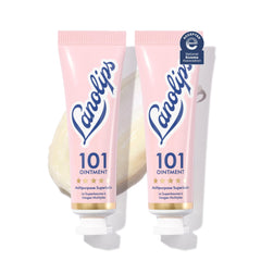 Lanolips front packaging showing two 101 pots and portability benefit