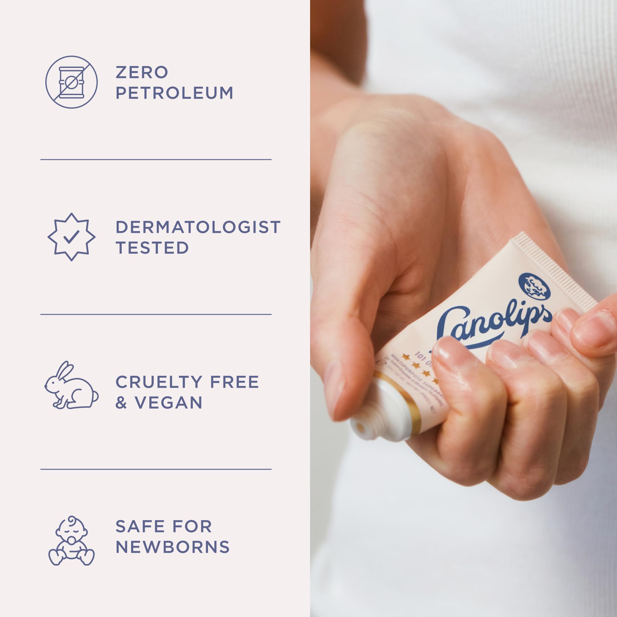 Lanolips label and ingredient list highlighting clean-formula transparency benefit