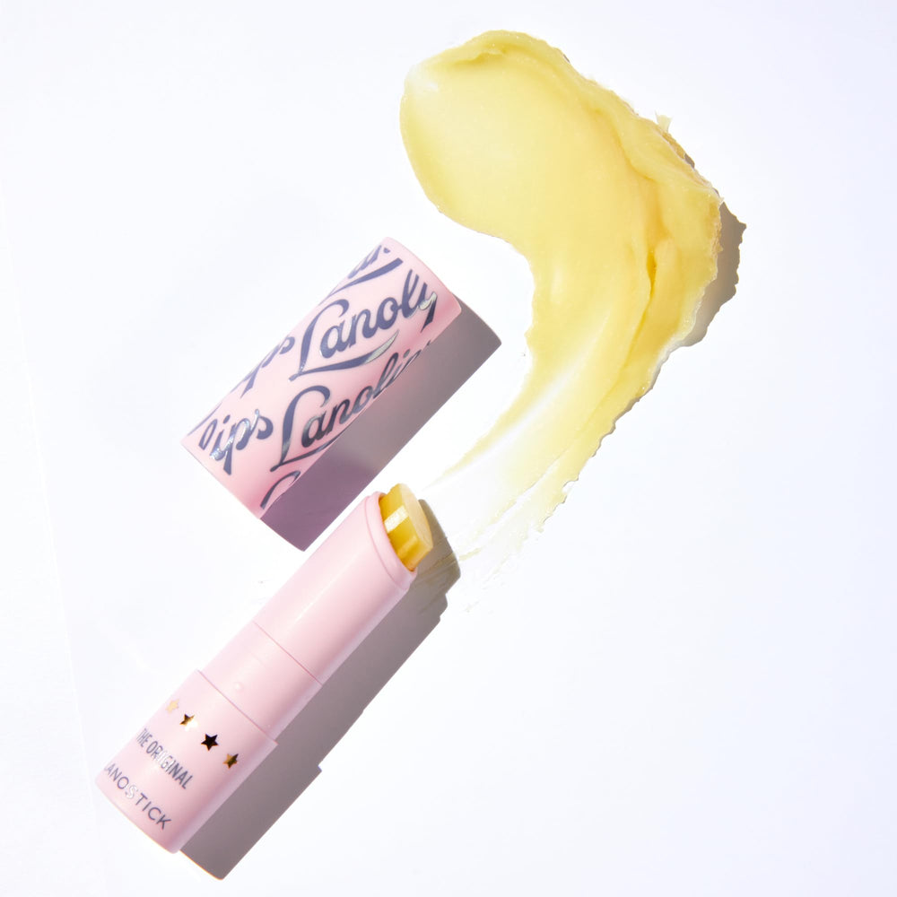 Lanolips Lanostick twist-up stick exposed and ready to apply providing quick lip moisture