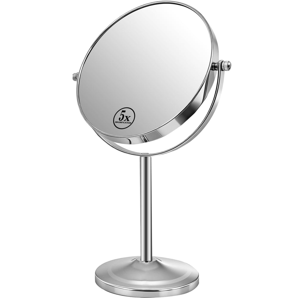 LANSI front view chrome vanity mirror showing full-face clarity benefit