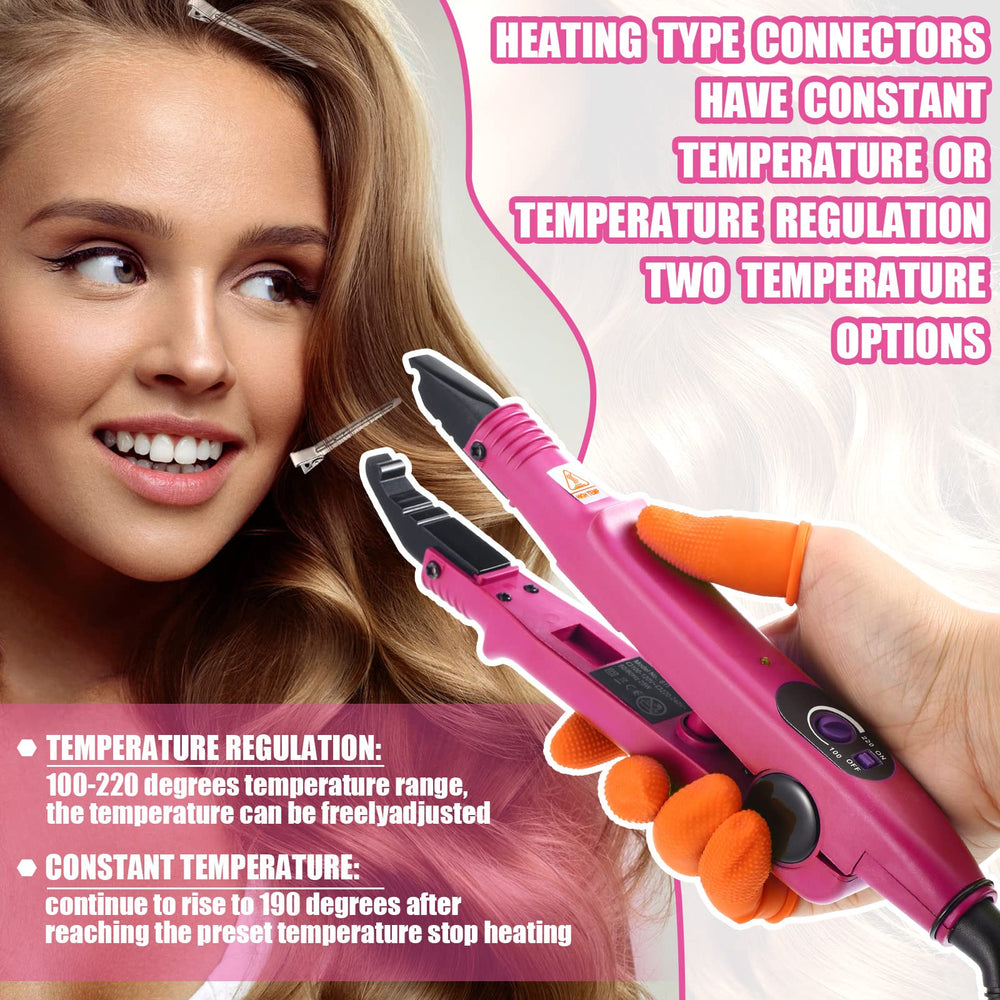 Lanties demonstration applying k-tip extension to hair section for fuller look
