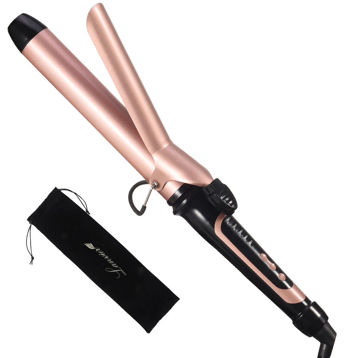 LANVIER long barrel front view showing full barrel and clamp for even curls