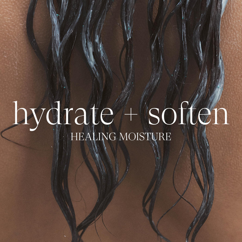 Lifestyle bathroom scene with L’ANZA mask as part of hair care ritual