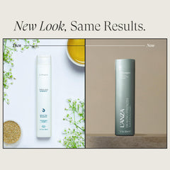 L’ANZA back label close-up listing ingredients and usage benefits