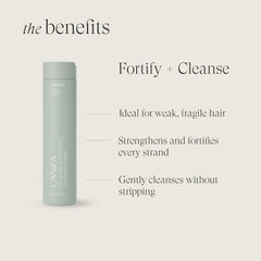 L’ANZA shampoo texture on hand illustrating gentle sulfate-free lather