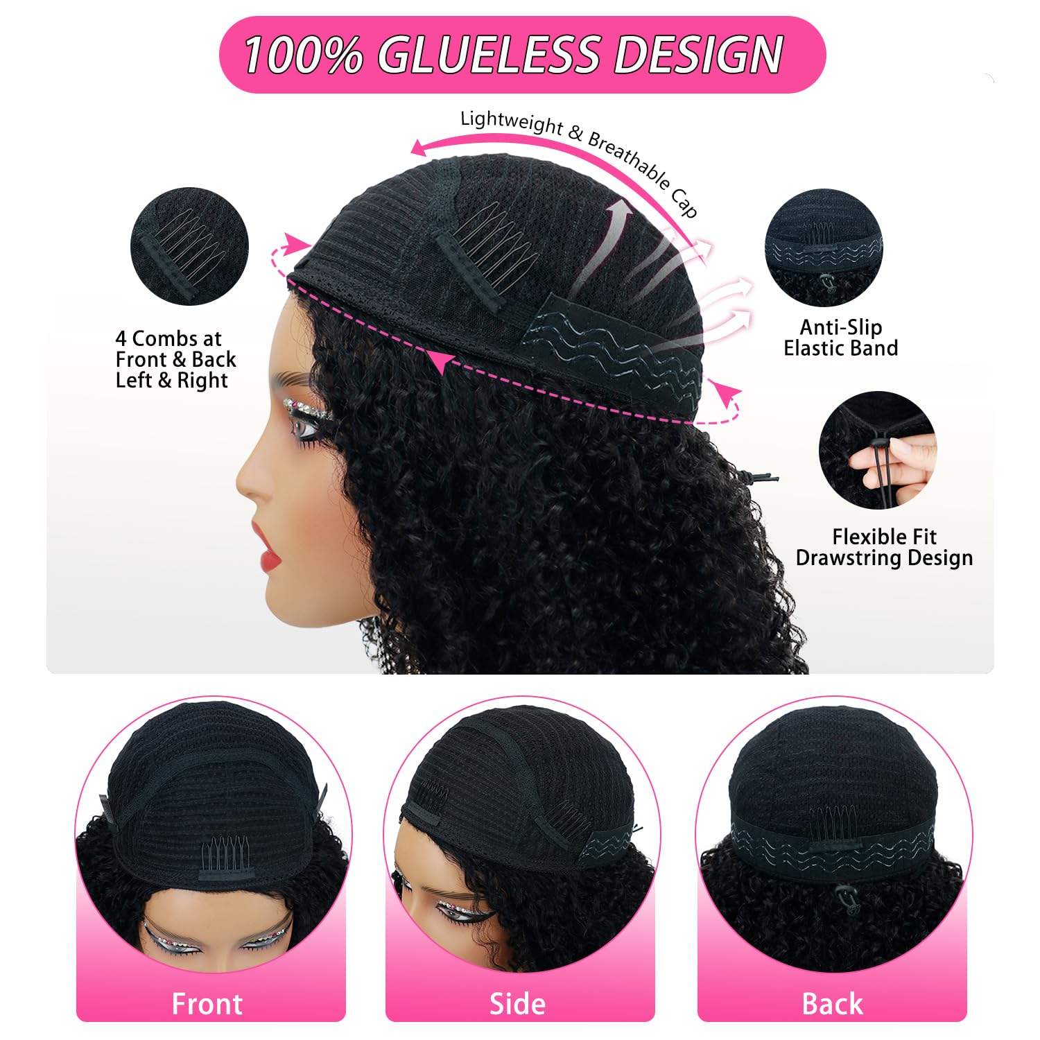 Larhali side profile on model demonstrating natural hairline and seamless blend