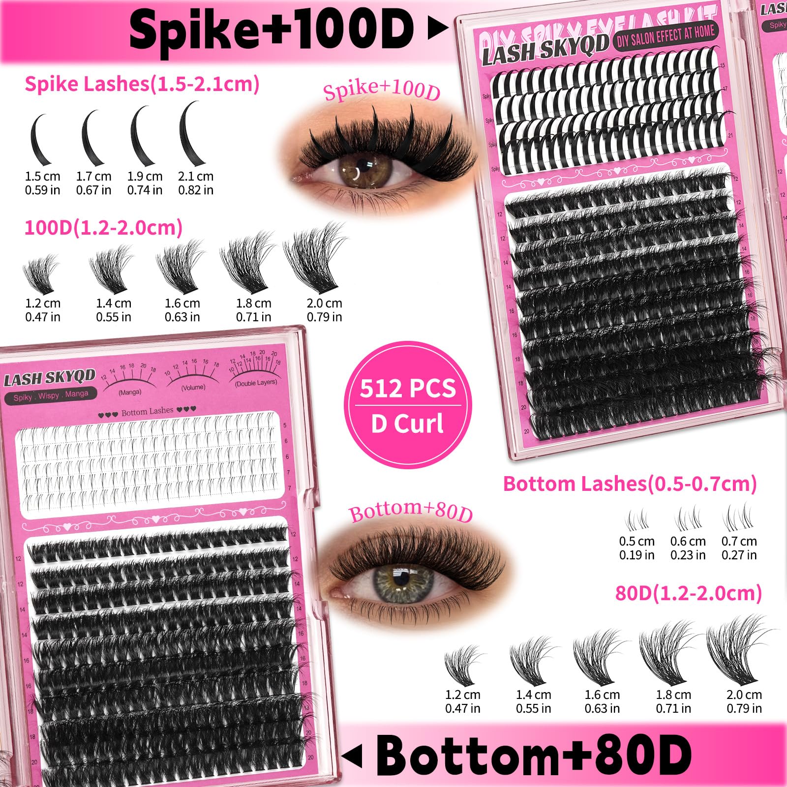 LASH SKYQD bottom lash clusters for balanced lower-lash enhancement