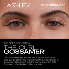 Lashify cartridge close-up revealing twelve 12mm Gossamer lashes for precise application