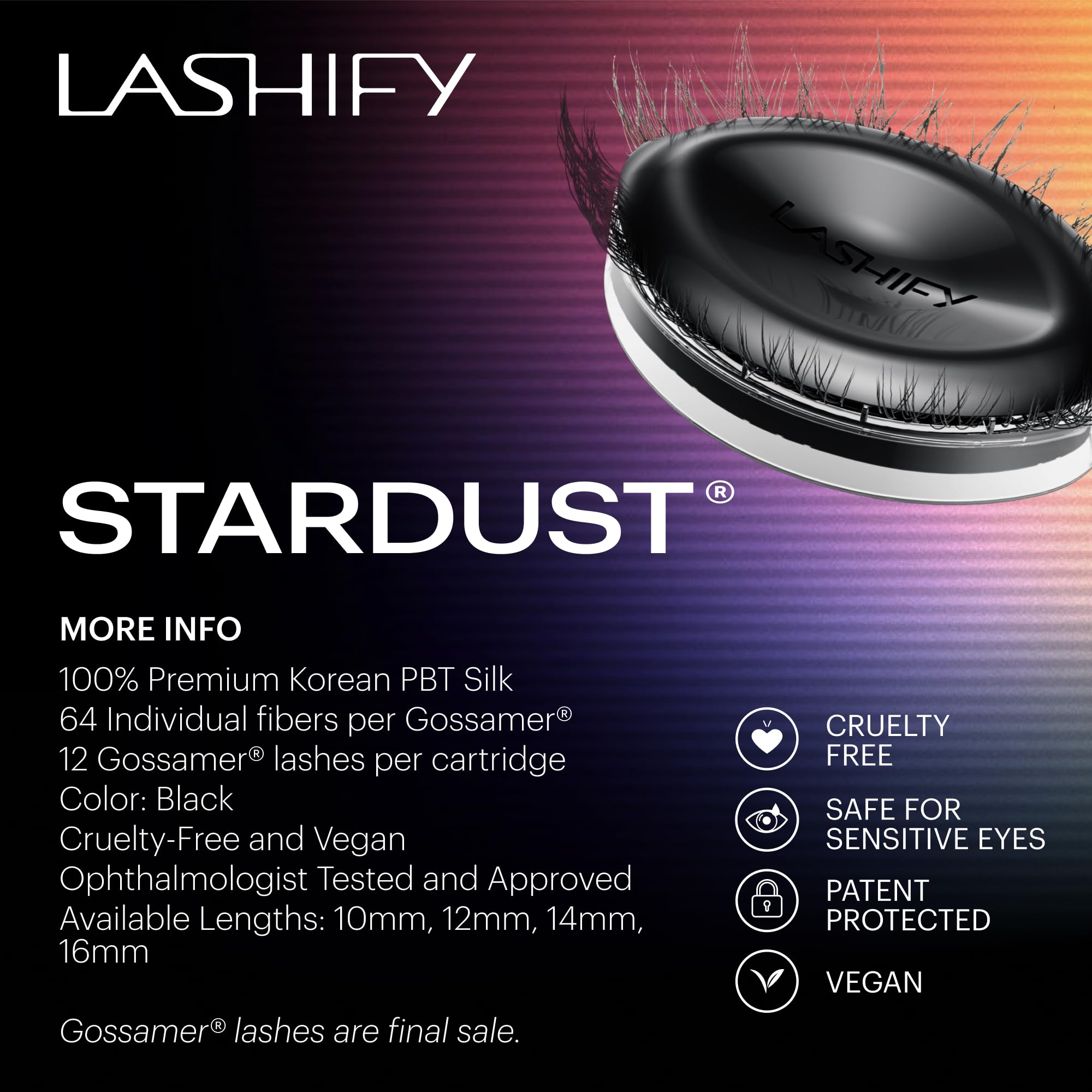 Lashify gossamer lashes applied on model eye demonstrating soft C-curl lift and definition