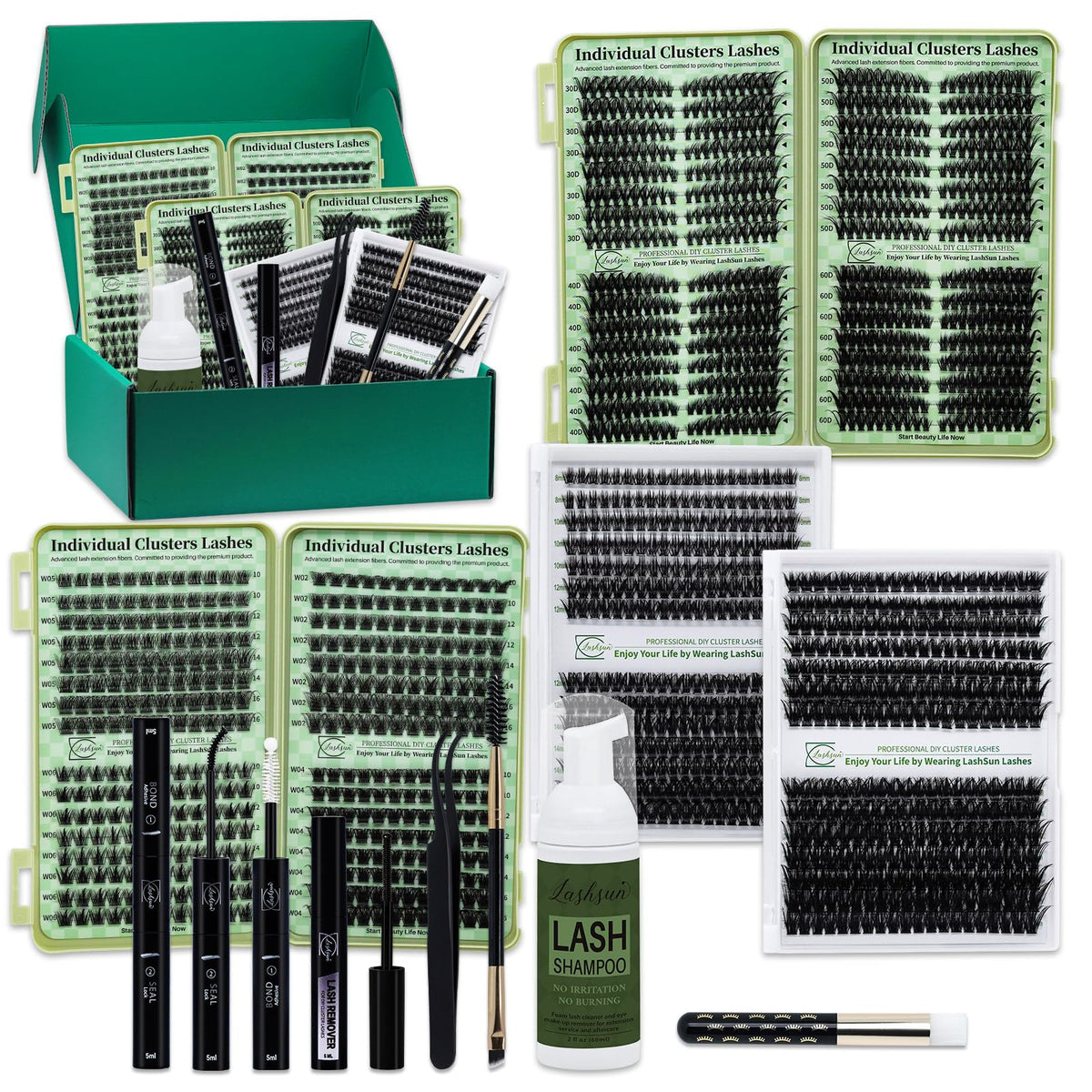 LASHSUN front packaging showing full kit contents and value