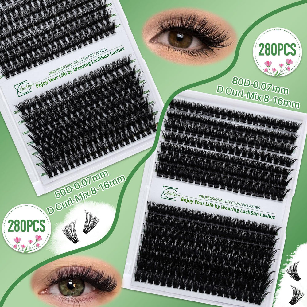 LASHSUN precision tweezers and brushes arranged for accurate cluster placement
