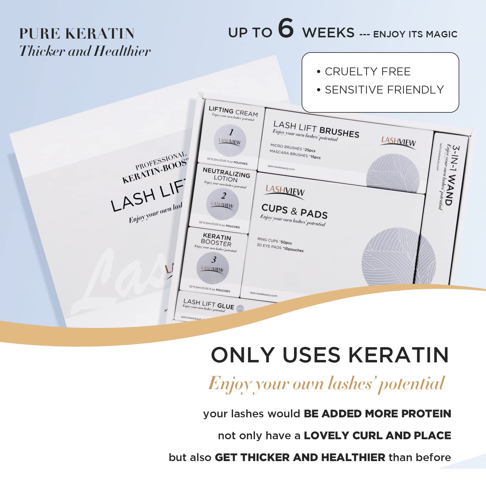 LASHVIEW keratin cream close-up highlighting nourishing formula benefit