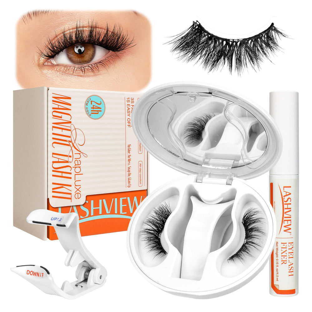 LASHVIEW front packaging showing compact kit and included tools for travel convenience