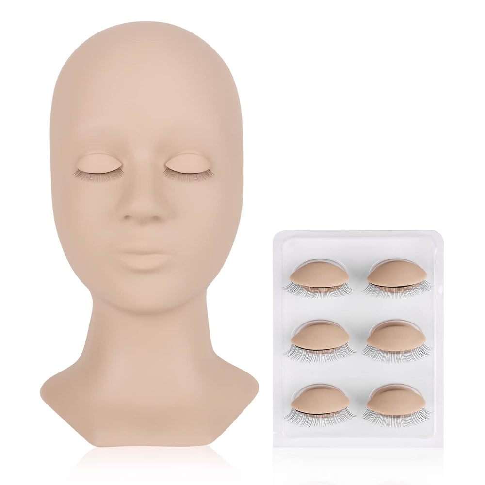 LASHVIEW front view mannequin head in natural skin for realistic lash practice