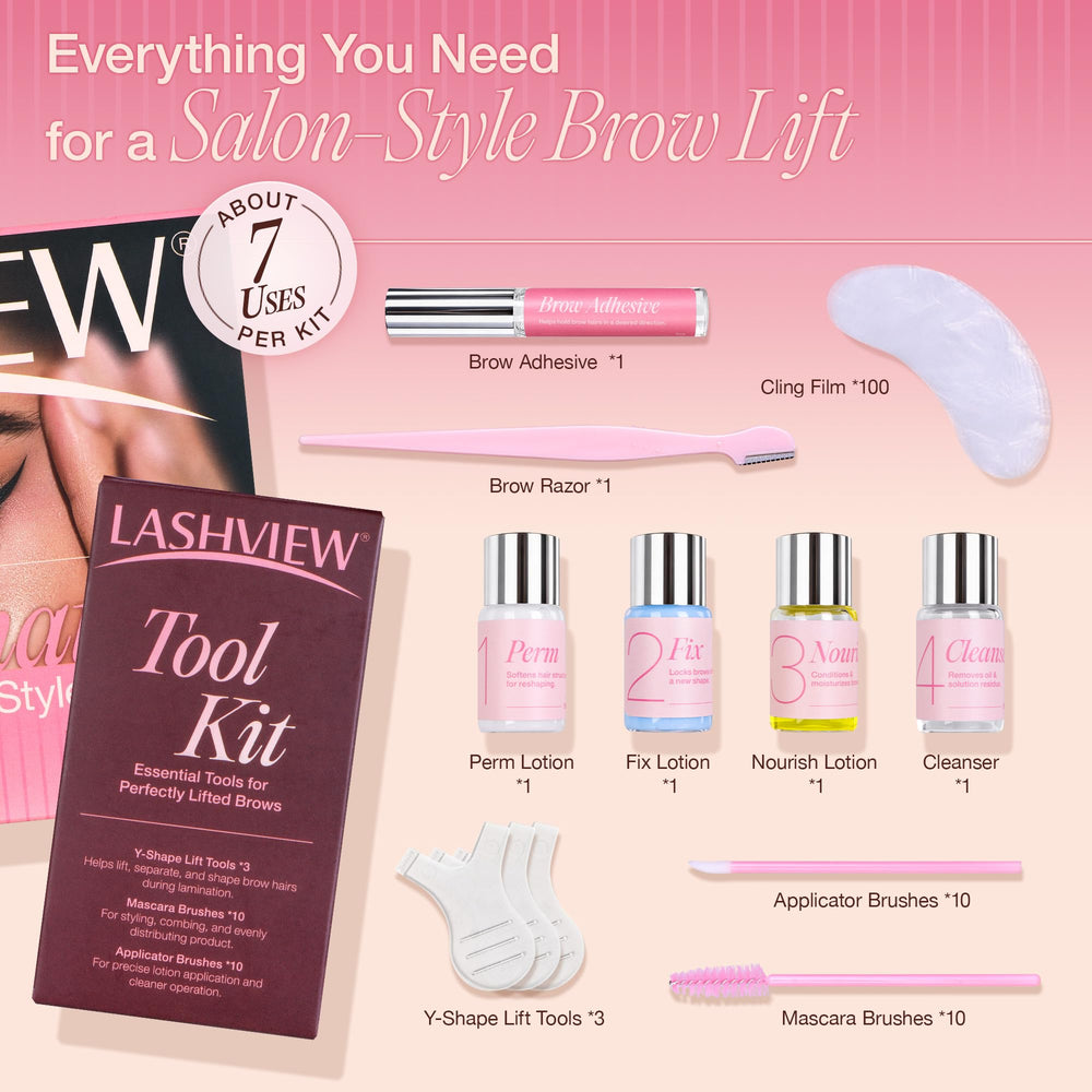 LASHVIEW instruction label close-up emphasizing clear usage steps