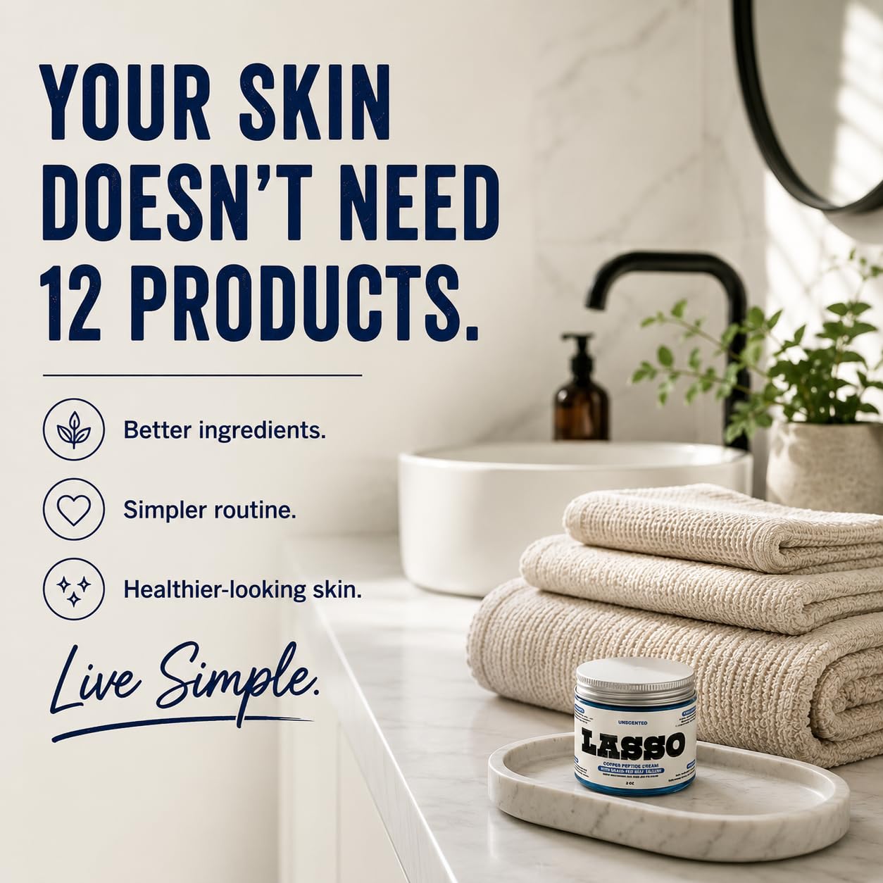 LASSO TALLOW in bathroom setting showing daily routine ease and nourishing benefit