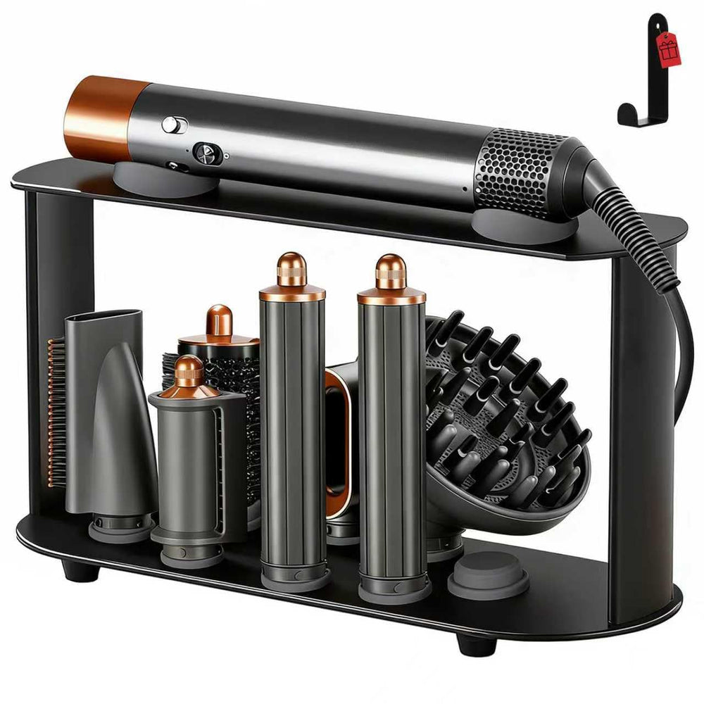 Lasvea holder front view showing organized Airwrap attachments and quick access benefit
