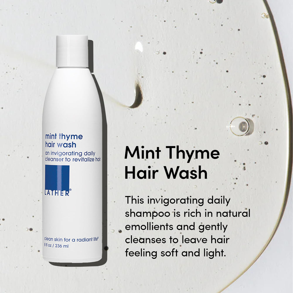LATHER label close-up highlighting ingredients and clear directions