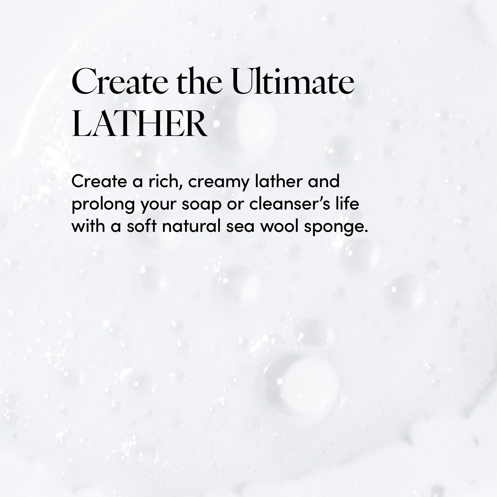 LATHER sponge lathering with body wash demonstrating creamy foam benefit