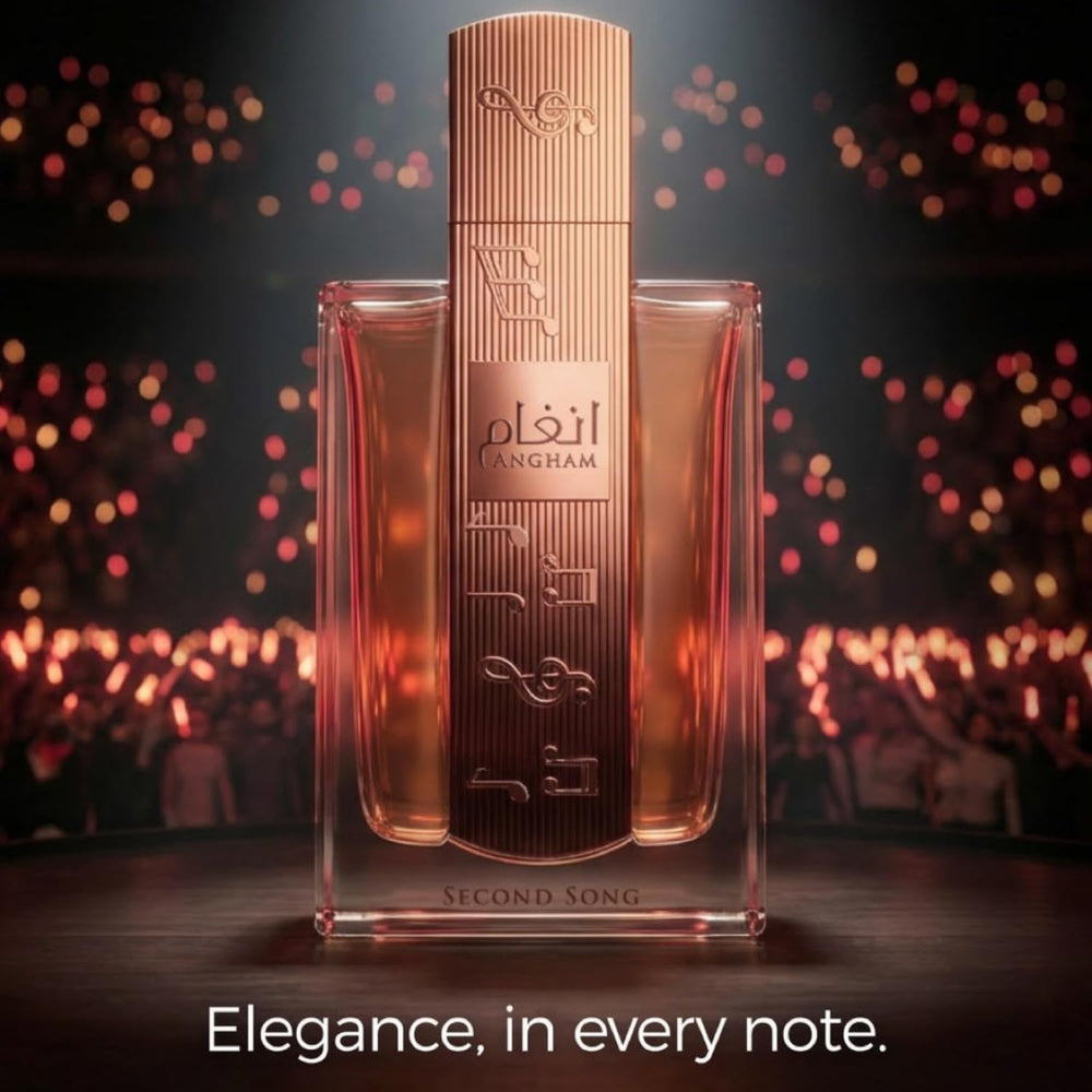 Lattafa Angham Second Song size comparison 100ml displaying scale and value