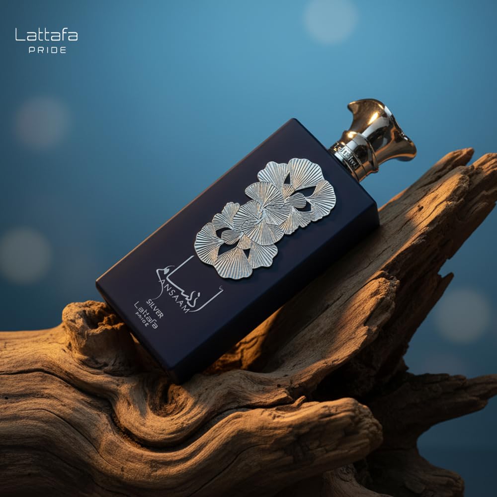 Lattafa Ansaam Silver cardamom and bergamot top notes portraying fresh-spicy lift