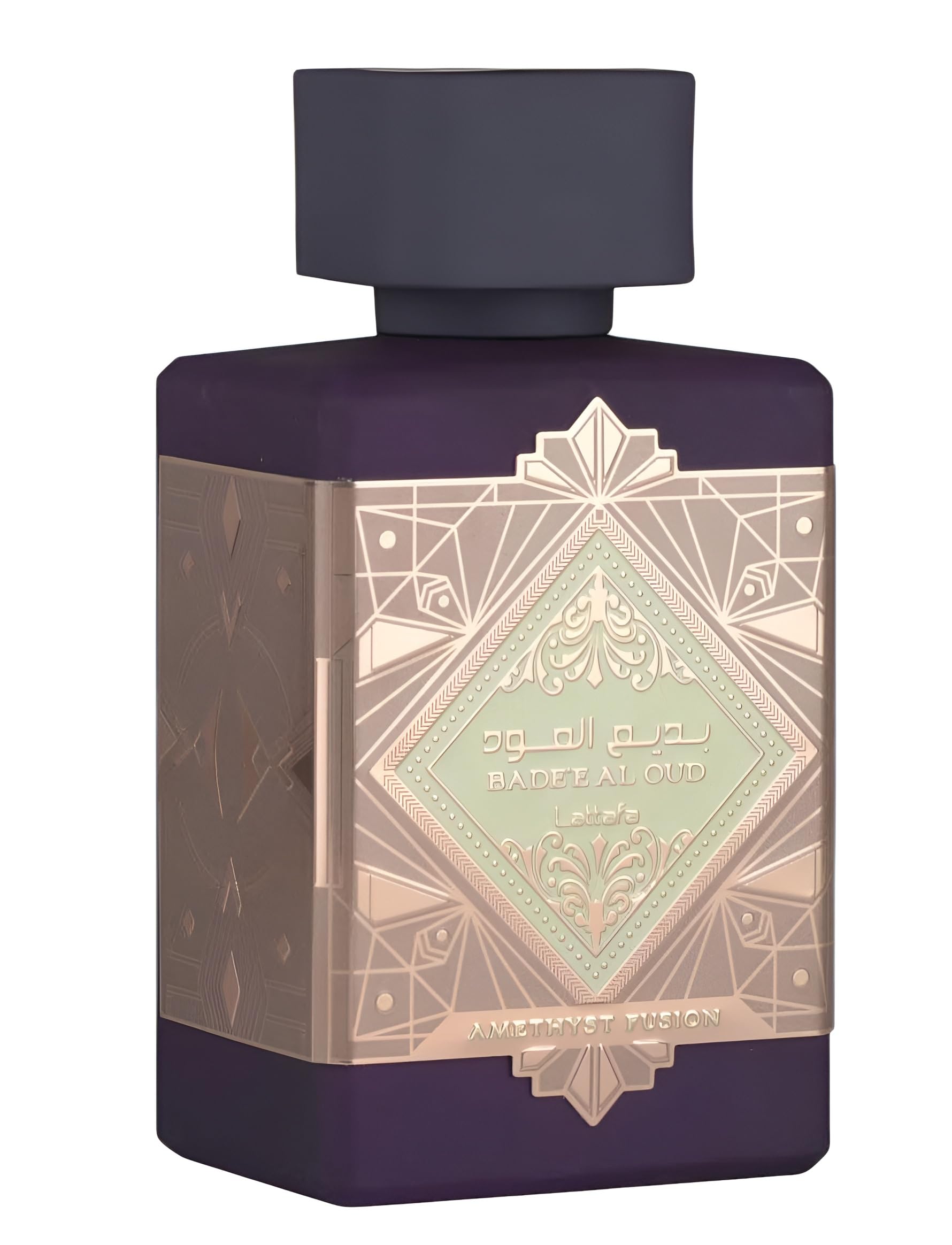 Lattafa bottle front view highlighting elegant label and long-wear appeal