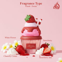 Lattafa Berry On Top atomizer close-up capturing spray action for easy application demonstration