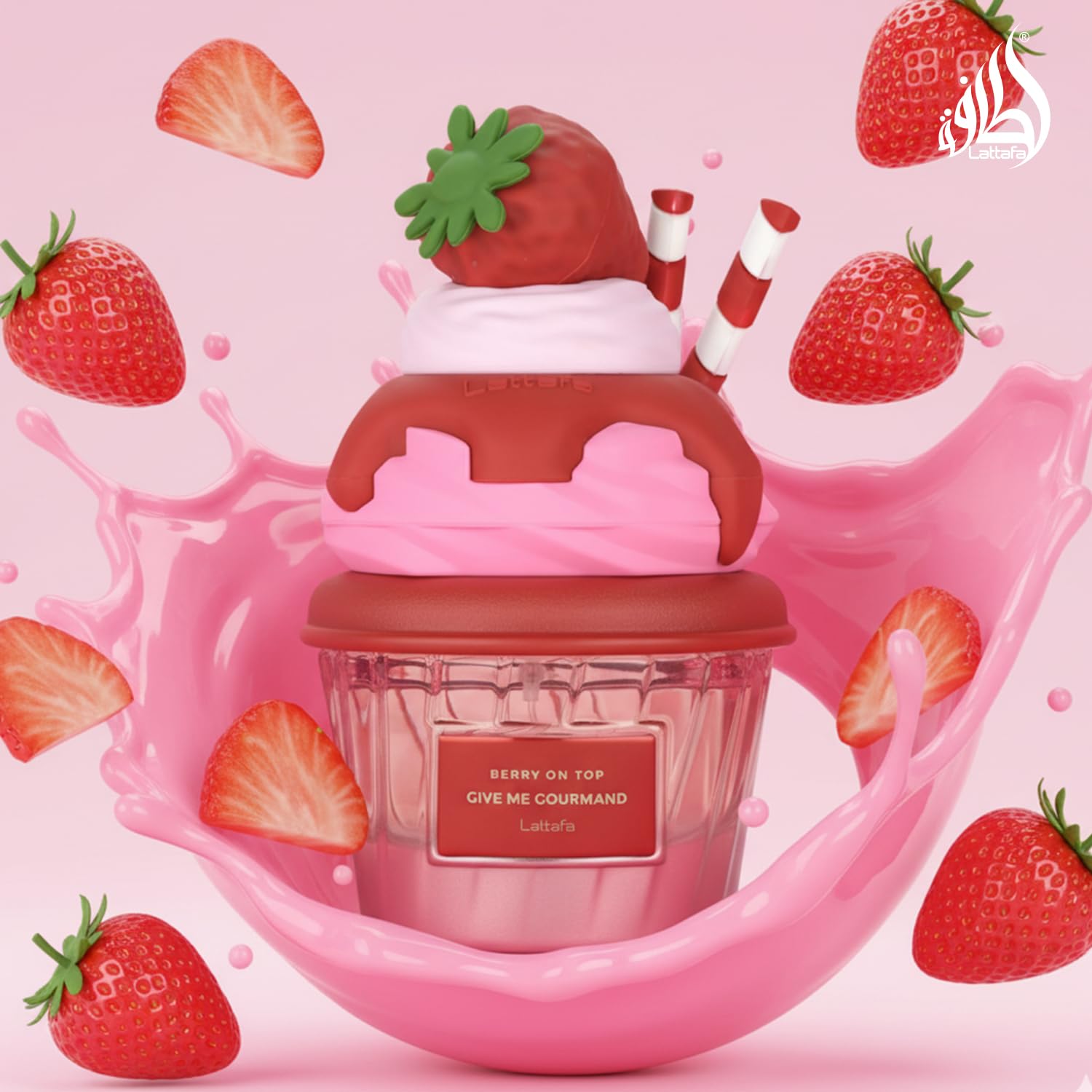 Lattafa Berry On Top cream texture close-up evoking chantilly cream aspect and gourmand appeal
