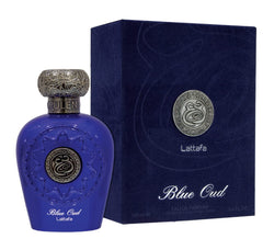 Lattafa Blue Oud being sprayed demonstrating easy application and coverage