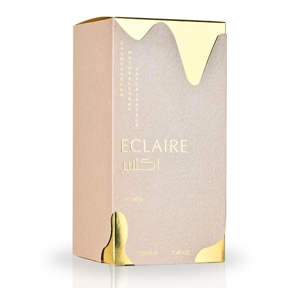 Lattafa Eclaire atomizer close-up illustrating spray mechanism and precision