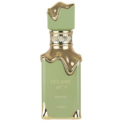 Lattafa Eclaire Pistache front bottle view showing chic packaging and gift appeal