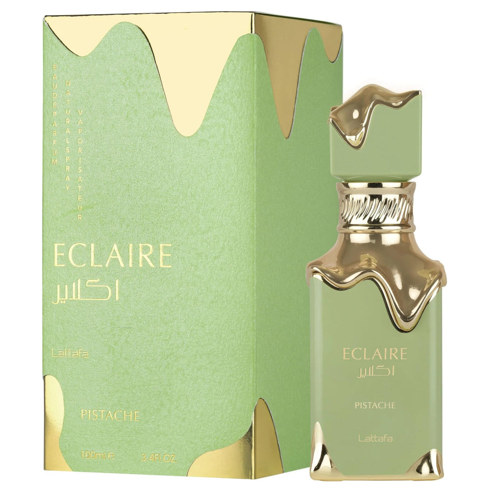 Lattafa Eclaire Pistache pistachio and whipped cream close-up highlighting creamy notes