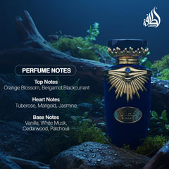Lattafa Emaan fragrance splash in air conveying fresh top-note character