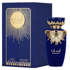 Lattafa Emaan boxed packaging highlighting product protection and gift-ready look