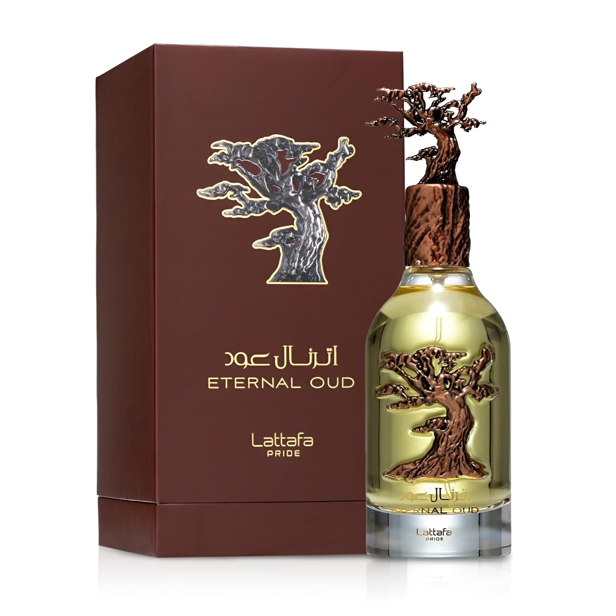 Lattafa Eternal Oud side label close-up highlighting notes and quality