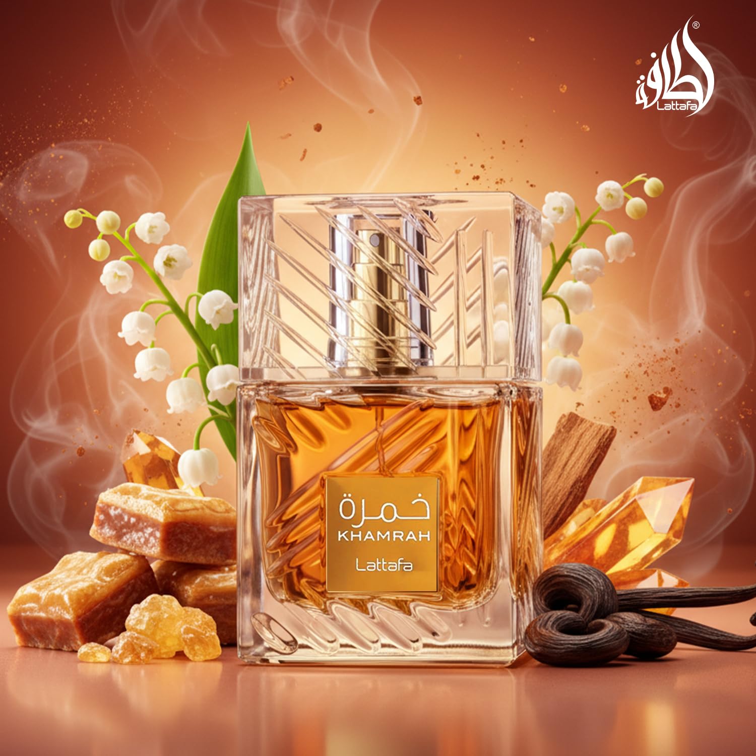 Lattafa Khamrah close-up of vanilla and tonka notes emphasizing creamy warmth