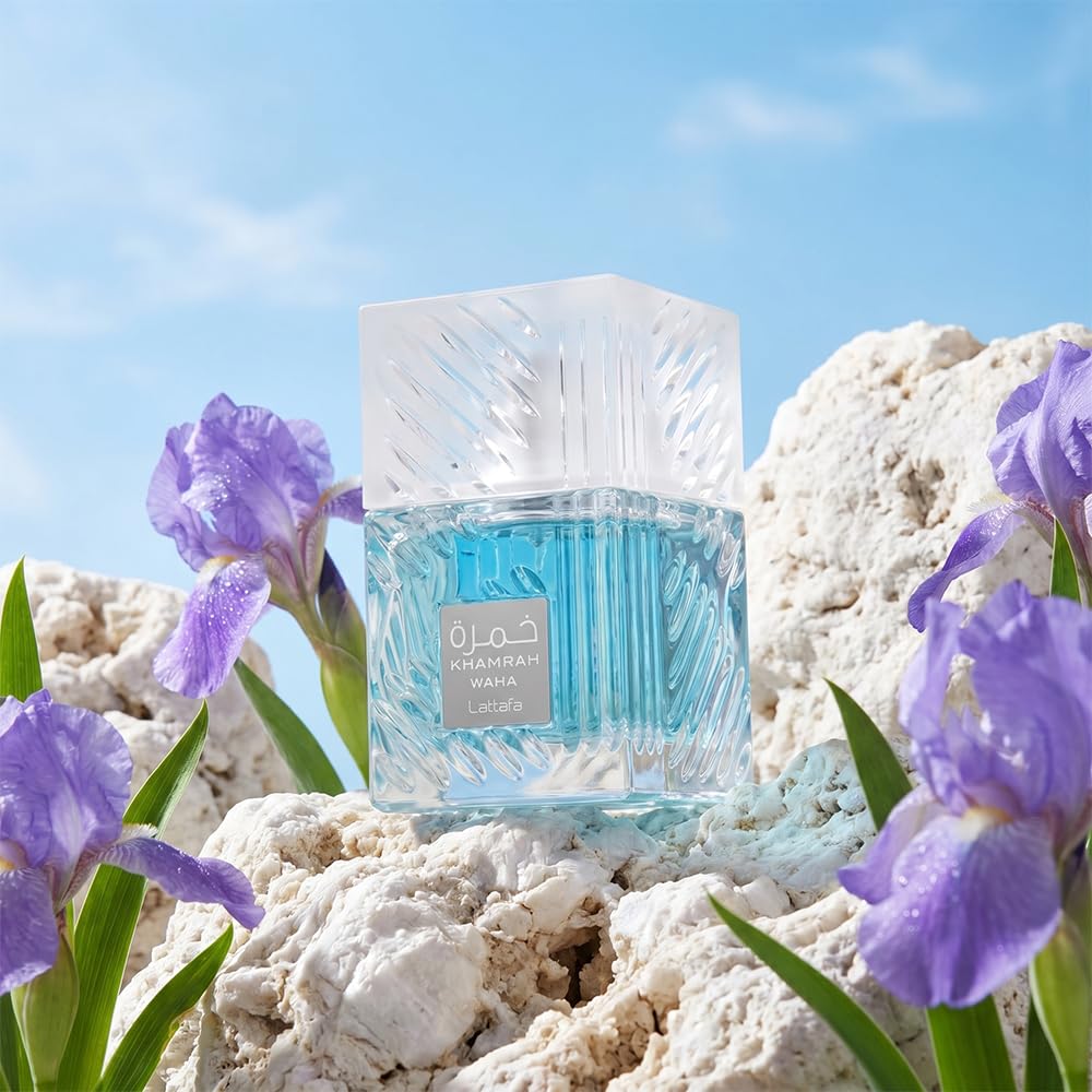 Lattafa Khamrah Waha fragrance swatch on skin showing lasting color and texture
