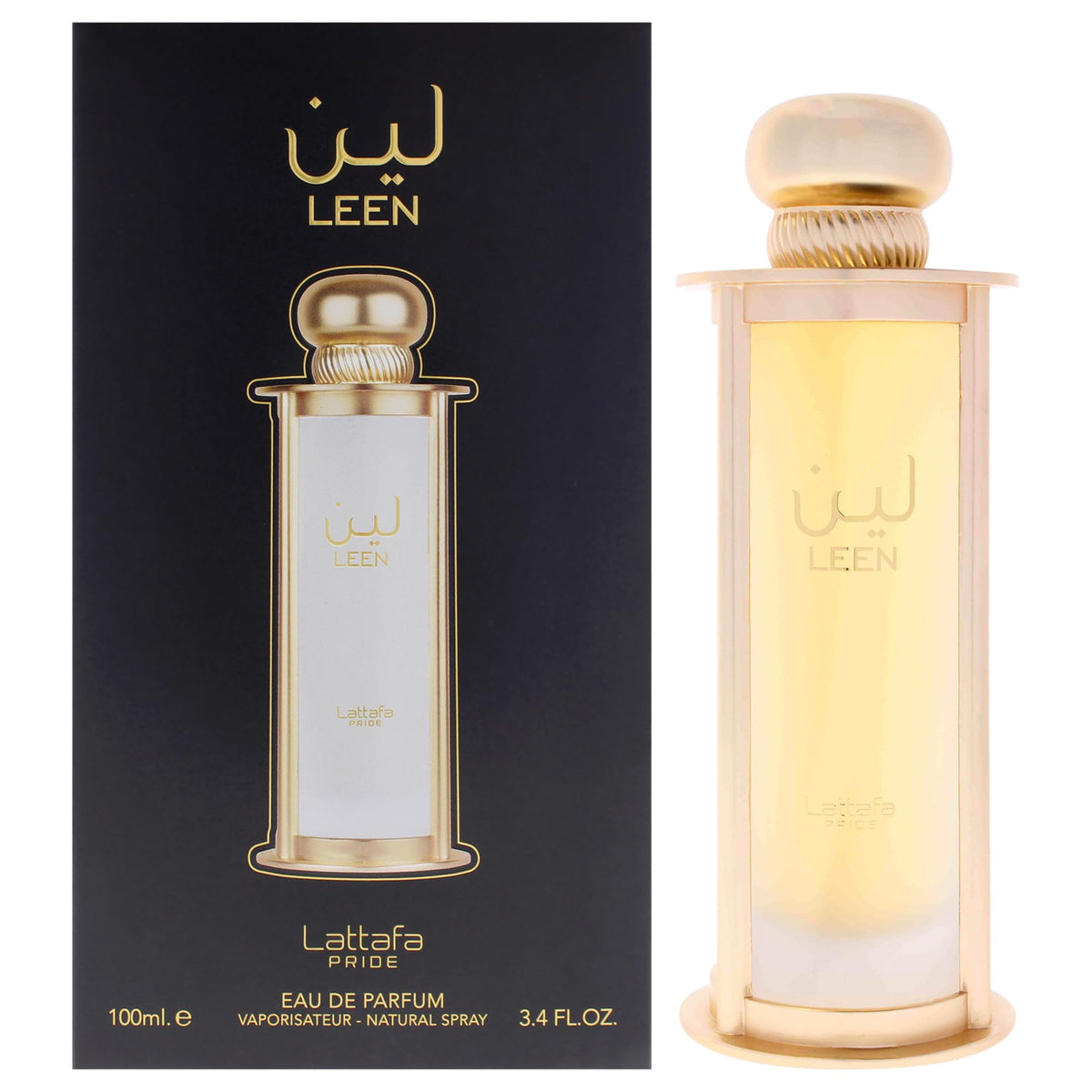 Lattafa Leen front bottle showing elegant design and lasting appeal