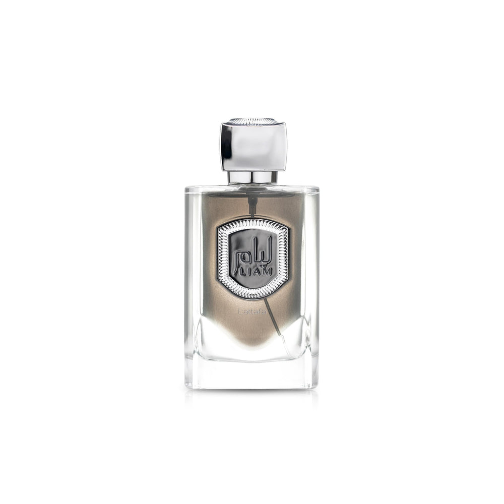 Lattafa Liam Grey front bottle showing elegant design and gifting appeal