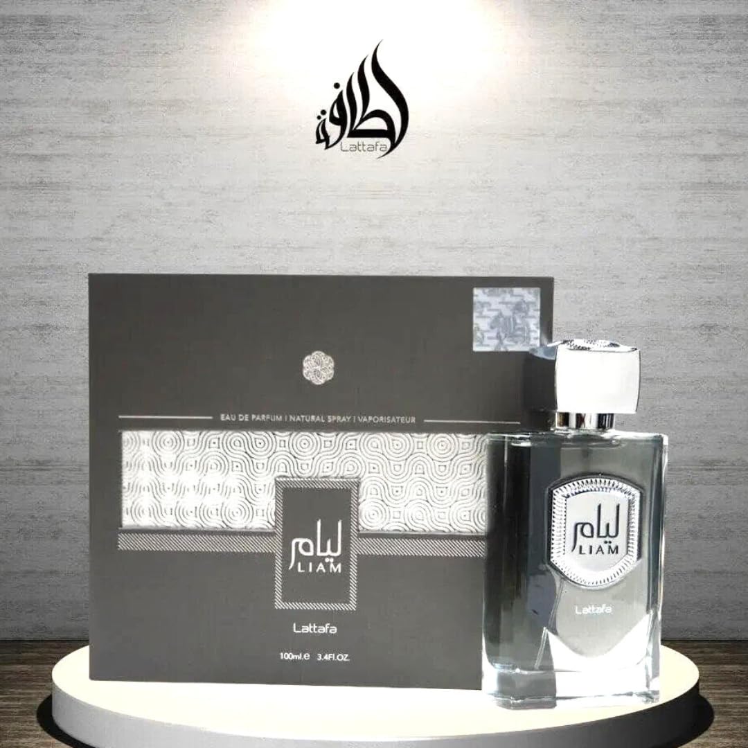 Lattafa Liam Grey lifestyle image of model wearing scent conveying confidence and versatility benefit